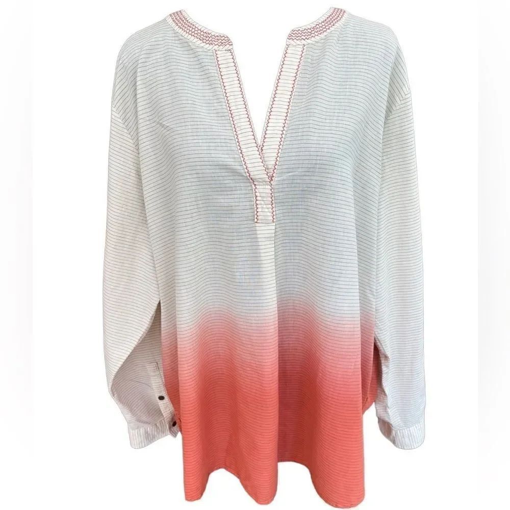 Sonoma split neckline ombré tunic with tab sleeves size 2X